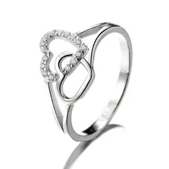 GENERICO - Anillo Plata 925 Compromiso Mujer Corazones Elegante Amor Joya