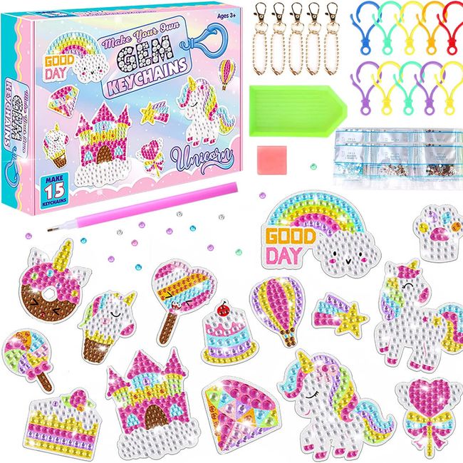 GENERICO - Set de llaveros pintura diamante - Unicornio