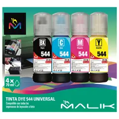 MALIK - Pack 4 Tintas compatible Epson Ecotank L375 / L380 / L395/ L455