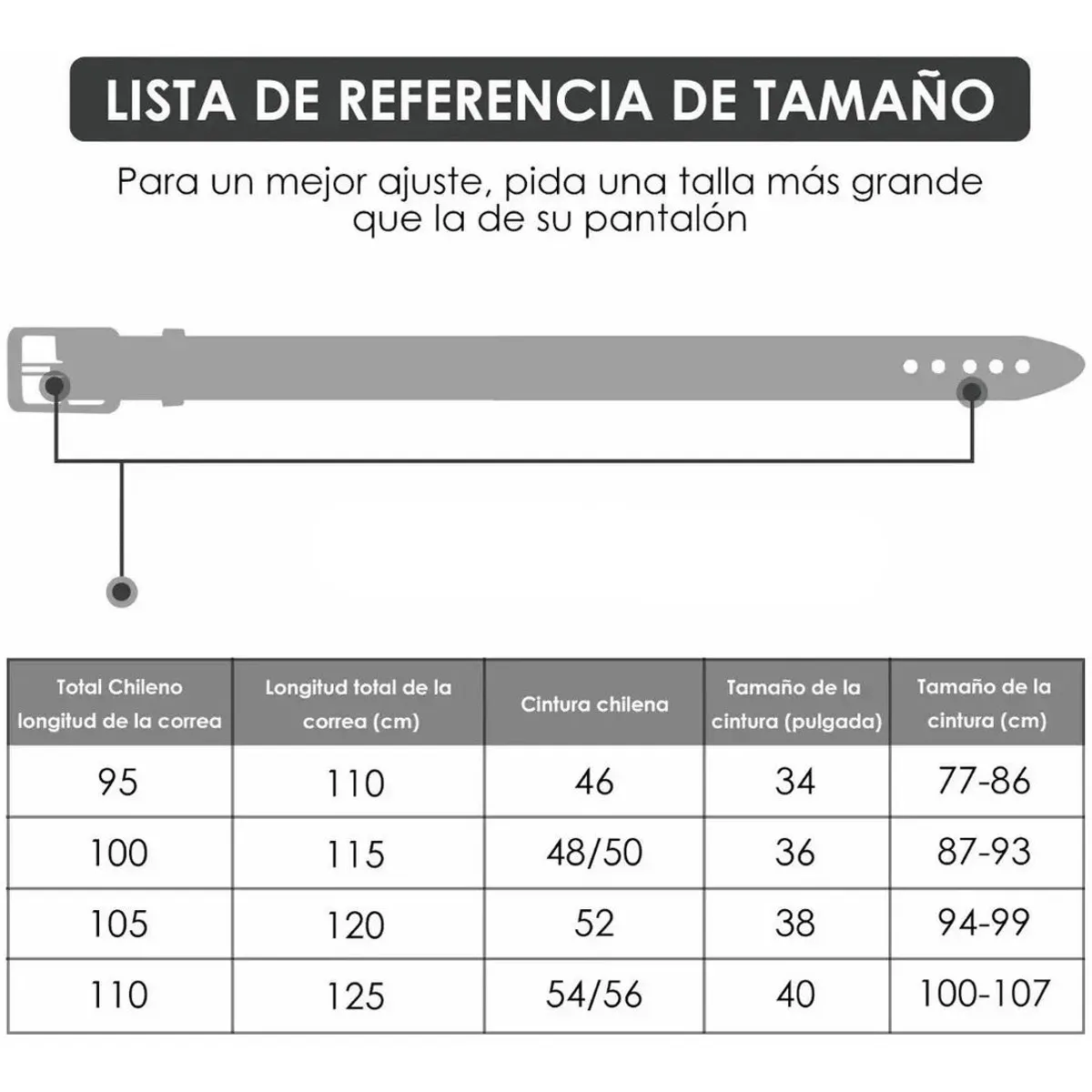 KUANGYE - Cinturón Hombre eco cuero - Negro