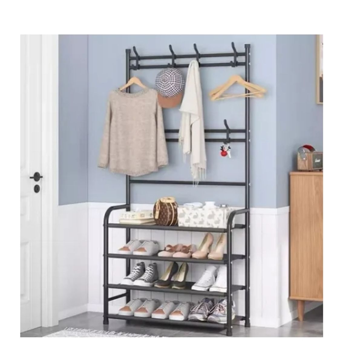 GENERICO - Perchero 3 en 1 Estante Multifuncional Para Abrigos Zapatos Chaquetas