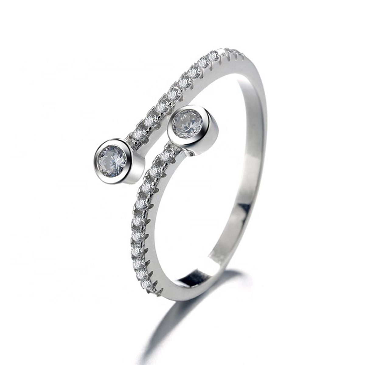 GENERICO - Anillo Ajustable Plata 925 Mujer Circones Juvenil Moderno Joya