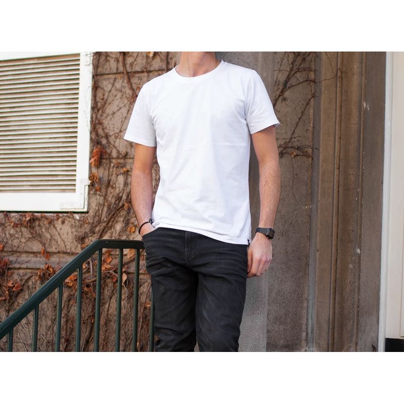 ANAFI - Polera blanca algodón orgánico hombre