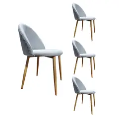 OH MI HOGAR - Pack 4 Sillas de Comedor Lino Gris Claro