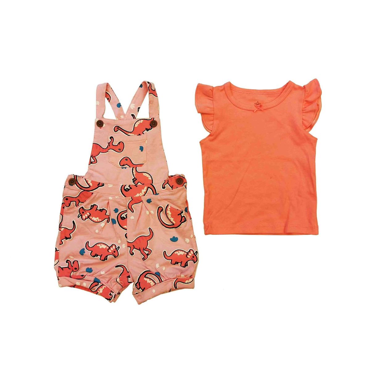 TEDMIMAK - Jardinera mas polera bebé rosa dinos