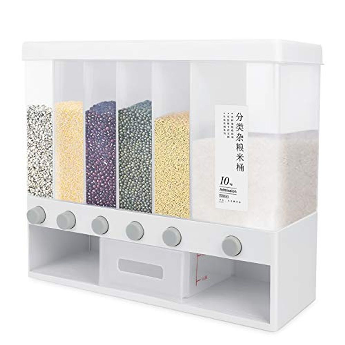 GENERICO - Dispensador Pared Mesa 6 Espacios Granos Cereal Arroz Pasta