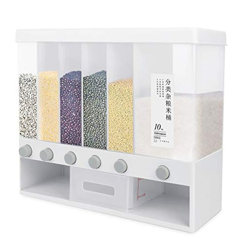GENERICO - Dispensador Pared Mesa 6 Espacios Granos Cereal Arroz Pasta