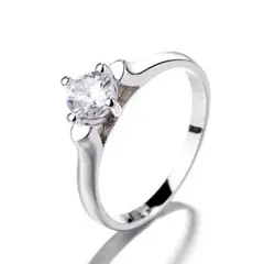 GENERICO - Anillo Plata 925 Circón Solitario Compromiso Elegante Amor Mujer