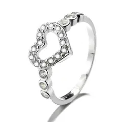 GENERICO - Anillo Plata 925 Mujer Corazón Circones Diseño Elegante Amor Joya