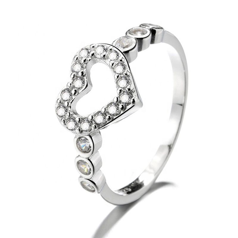 GENERICO - Anillo Plata 925 Mujer Corazón Circones Diseño Elegante Amor Joya