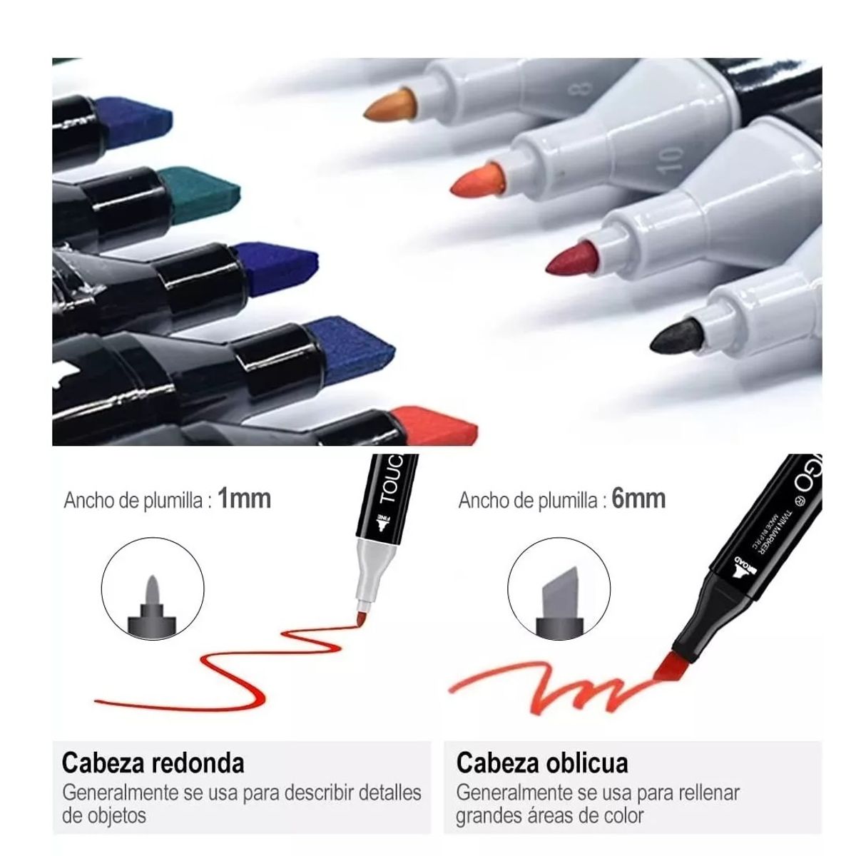 GENERICO - Set 80 Marcadores Doble Punta Con Estuche Plumones