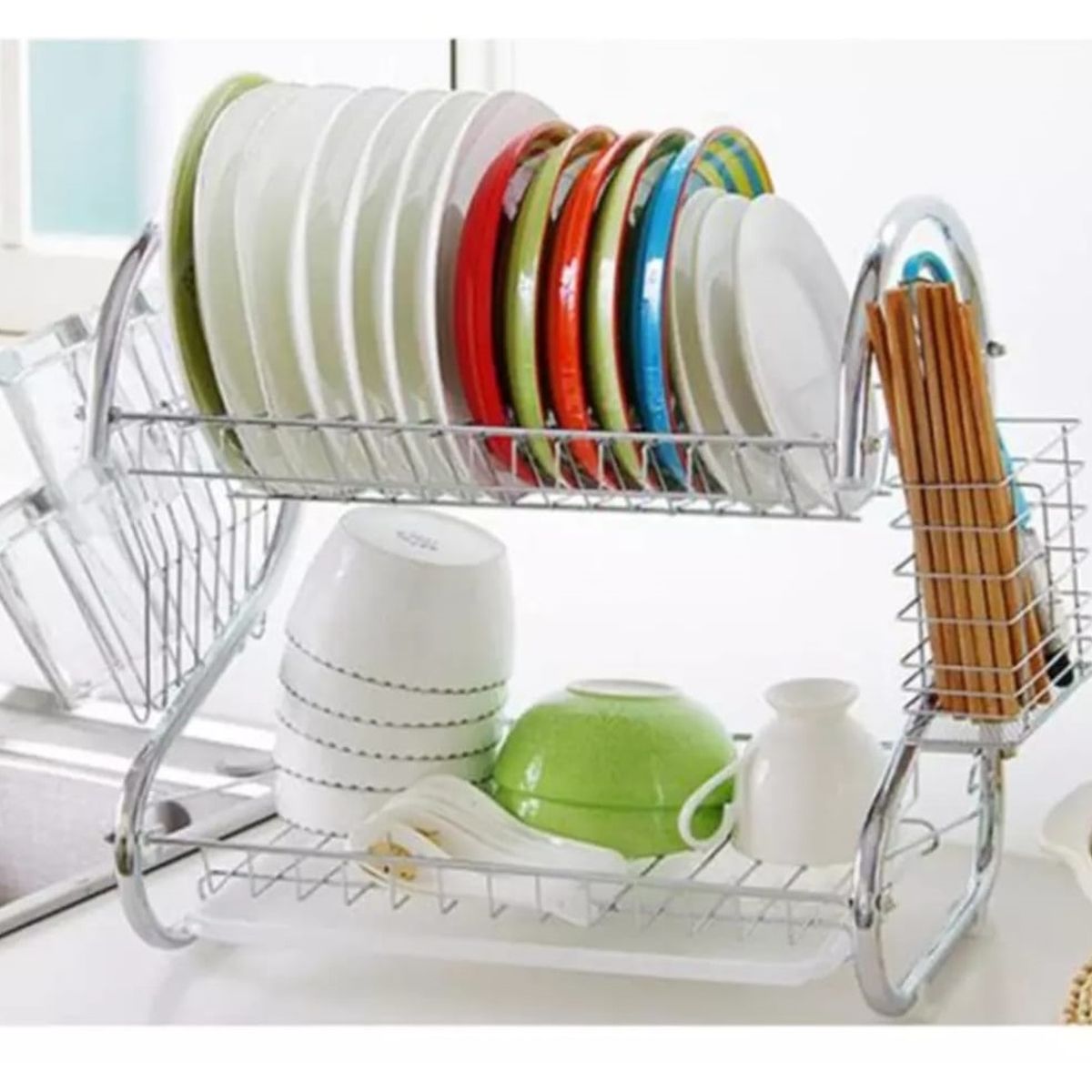 GENERICO - Secador escurridor de Platos 2 Niveles Inoxidable aluminio A2