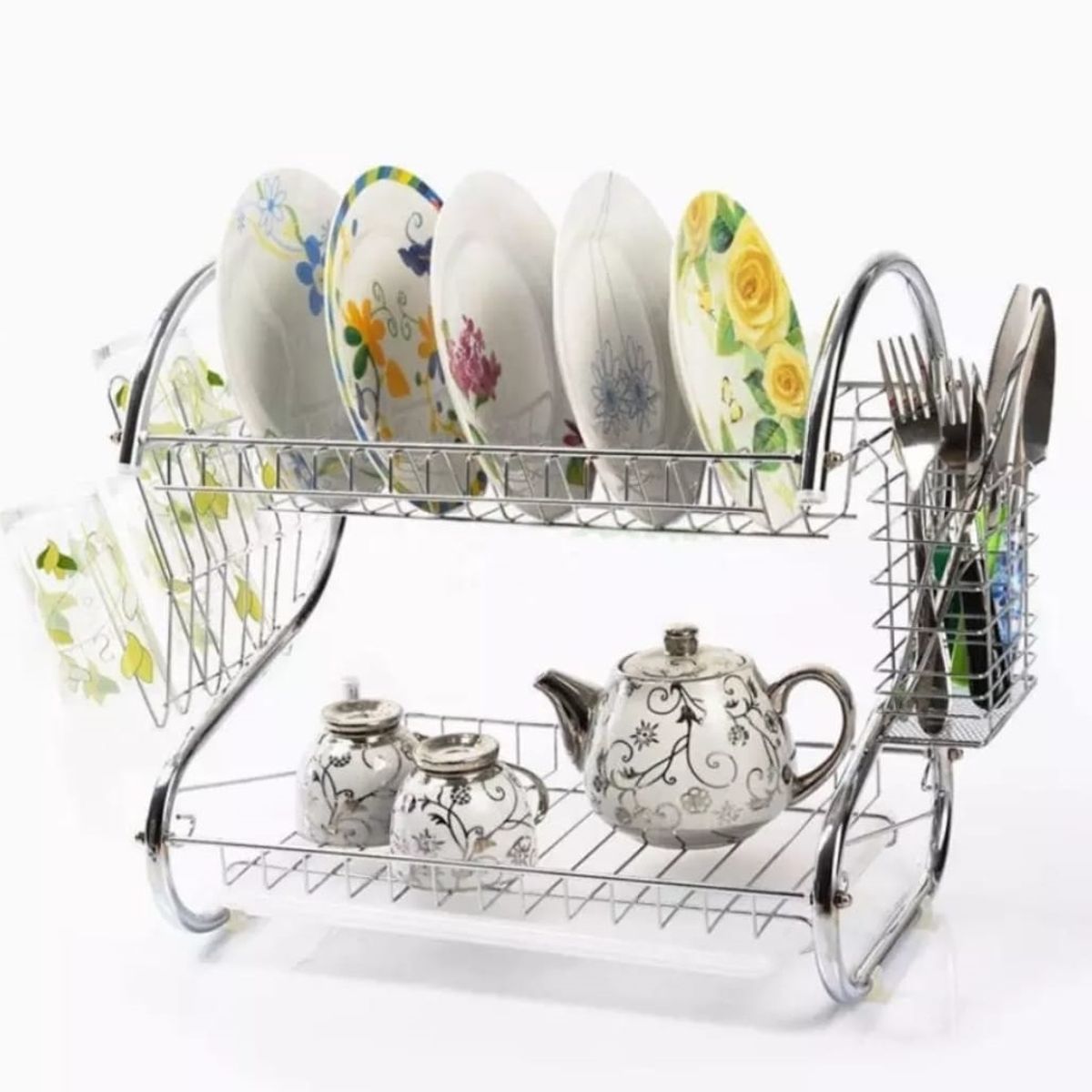 GENERICO - Secador escurridor de Platos 2 Niveles Inoxidable aluminio A2