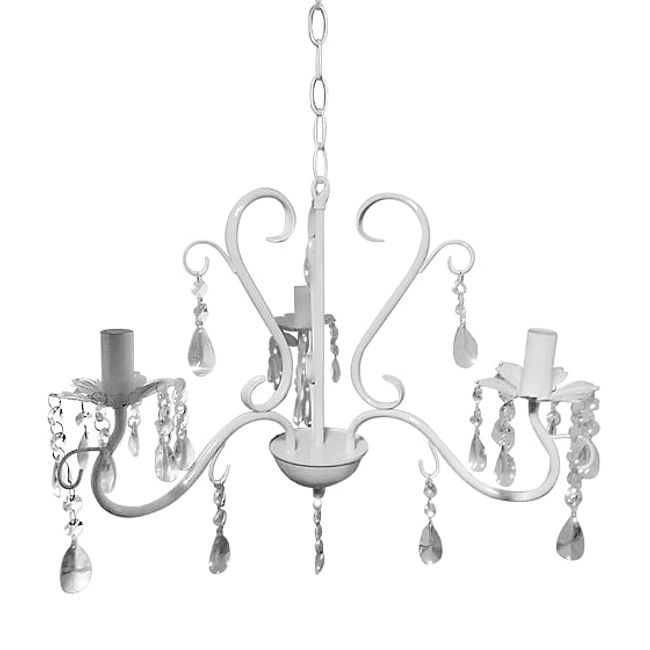 GENERICO - Lampara Colgante Lagrima Blanca Candelabro 3 Brazos