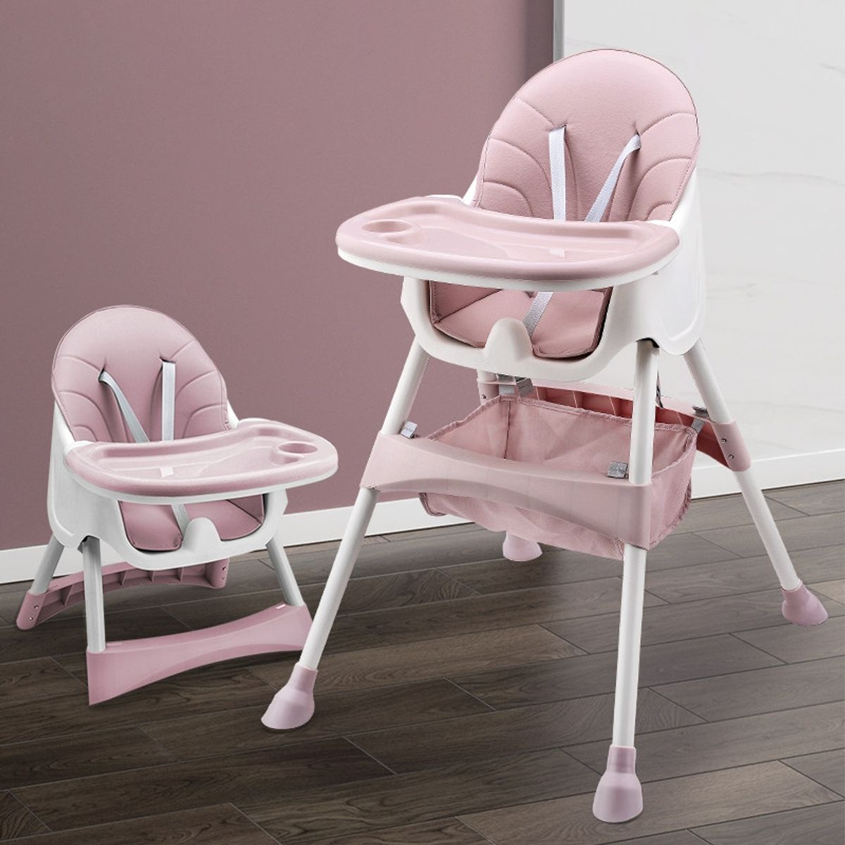GENERICO - Silla de Comer de bebé alta 2 en 1 convertible en sitial.