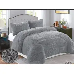 GENERICO - Cobertor de invierno peludo con chiporro 2 Plazas - Gris