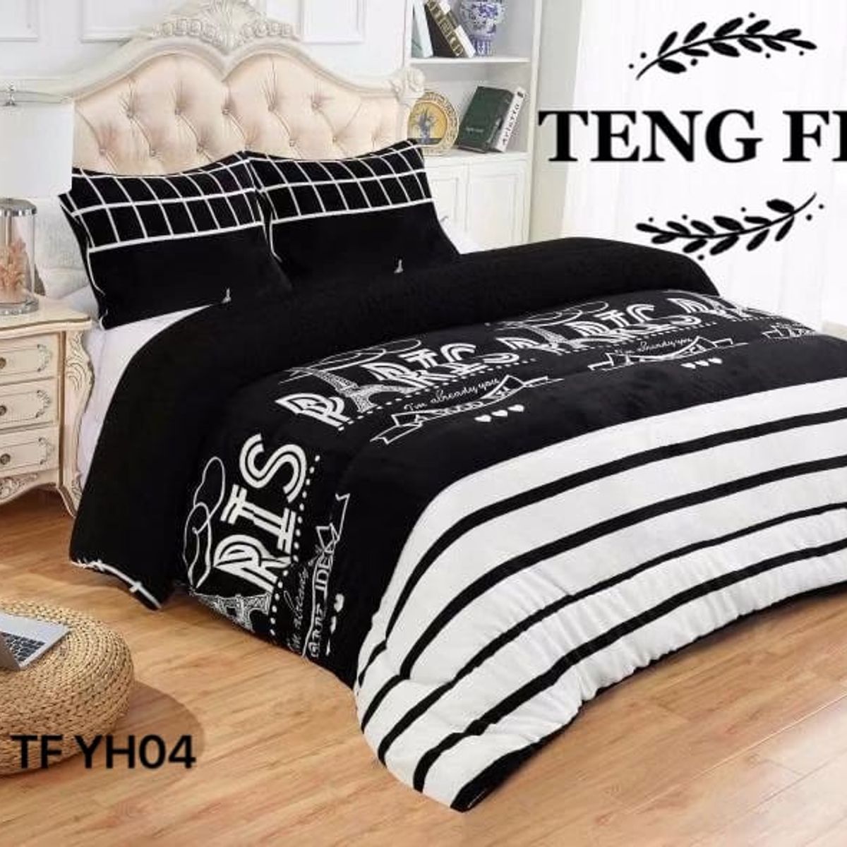 GENERICO - Plumon Cobertor de invierno plush y chiporro 2 plazas - Negro Paris