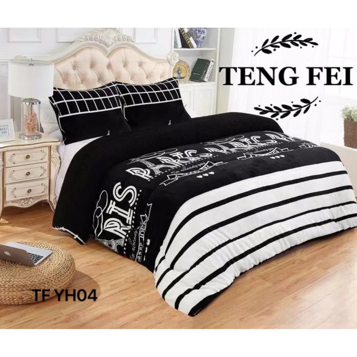 GENERICO - Plumon Cobertor de invierno plush y chiporro 2 plazas - Negro Paris