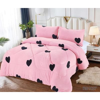 Imagen 2 del producto Plumon Sherpa Cobertor de invierno plush y chiporro 2 plazas - Rosa Corazones.