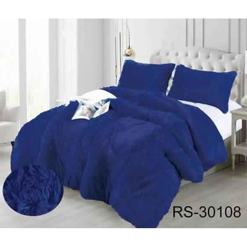 GENERICO - Plumon Cobertor de invierno peludo con chiporro 2 Plazas - Azul