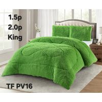 Plumon de invierno peludo con chiporro 2 Plazas - Color Verde