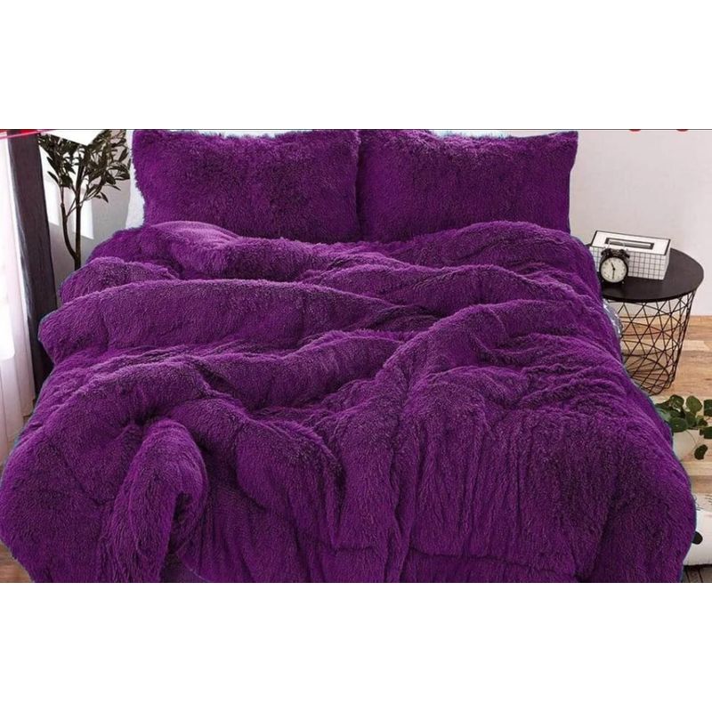 GENERICO - Plumon Cobertor de invierno peludo con chiporro 2 Plazas - Morado