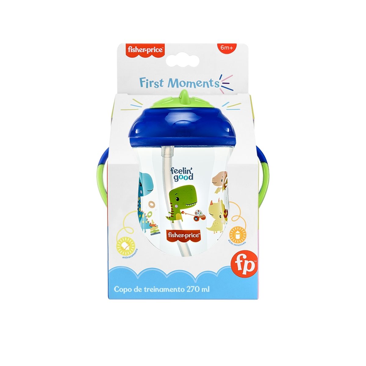 FISHER PRICE - Vaso Con Bombilla First Moments Fisher Price Azul BB1016