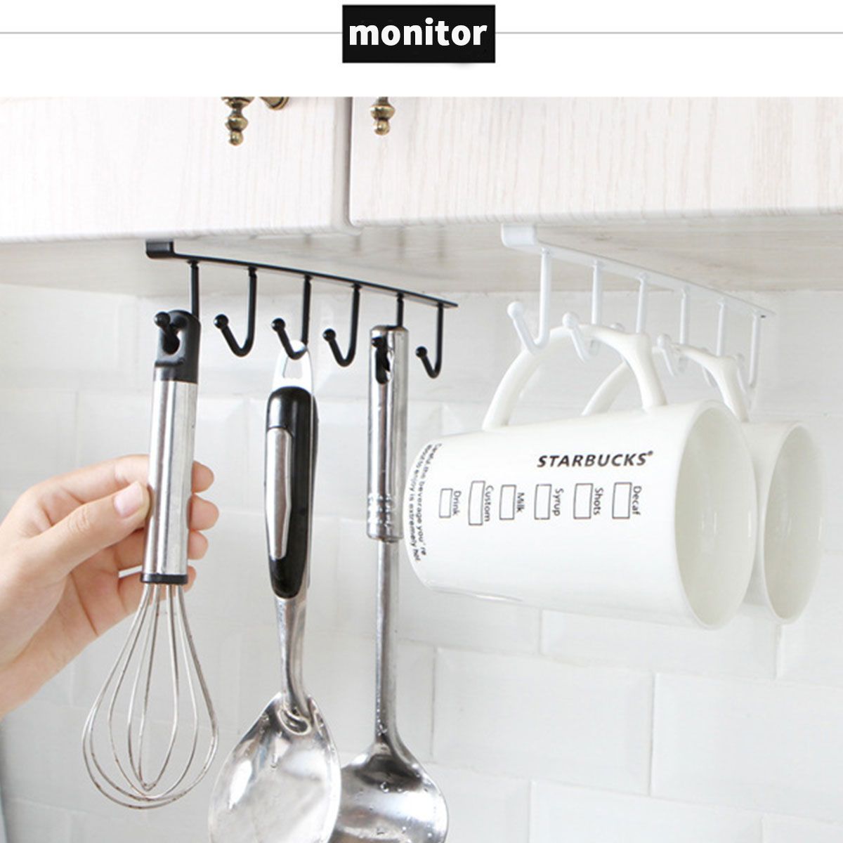 AIZO - AIZO Organizador Cocina 6 Ganchos Metalico blanco