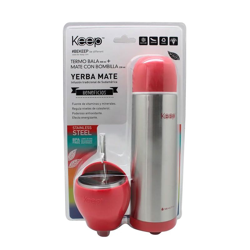 KEEP - Set Para Mate: Incluye Termo y Matero Rosado - Keep