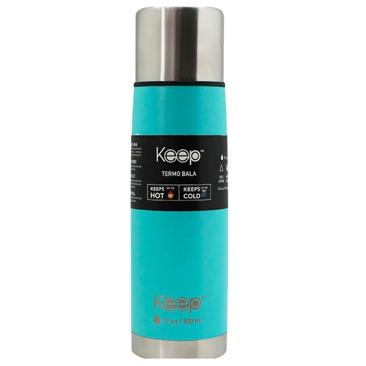KEEP - Termo Bala Acero Inoxidable 500 ml Rubber Celeste / Amarillo