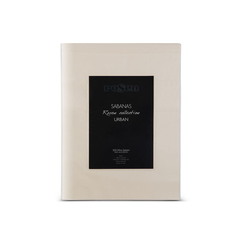 ROSEN - Sábana Rosen 300 Hilos Algodón Lisa Ivory 2 Plazas