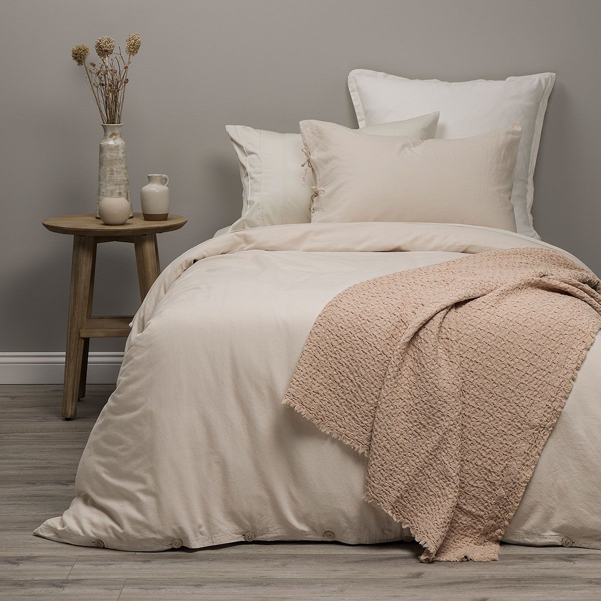 ROSEN - Funda Plumón Rosen Lino-Algodón Pure Liso Arena 1,5 Plazas