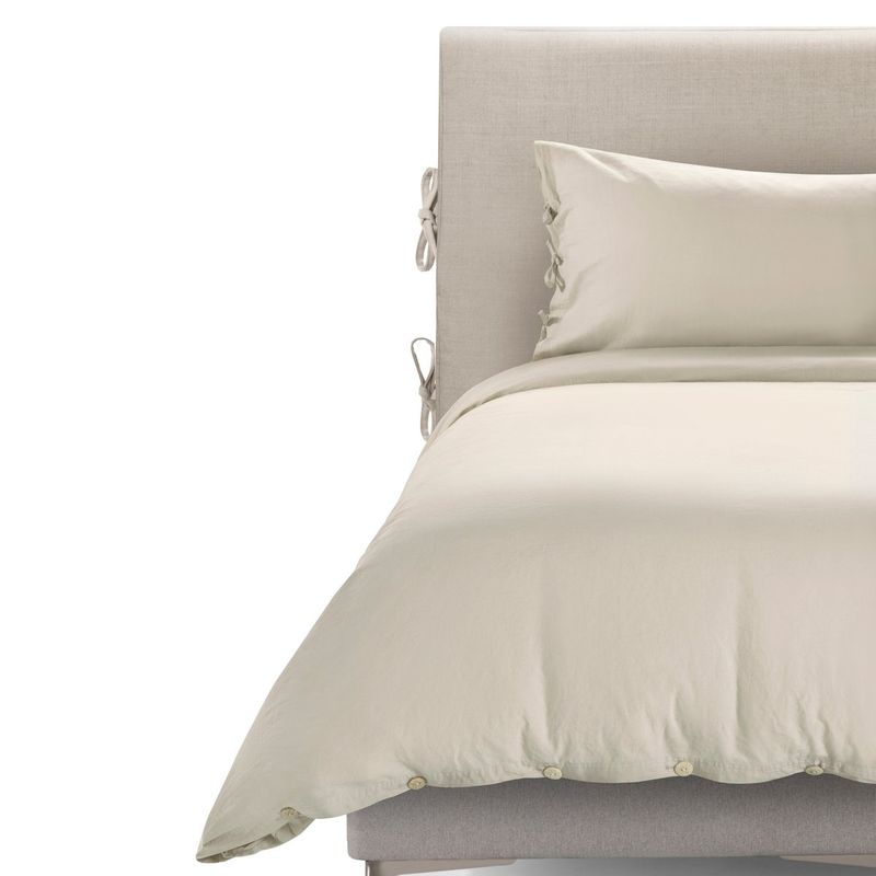 ROSEN - Funda Plumón Rosen Lino-Algodón Pure Liso Arena 1,5 Plazas