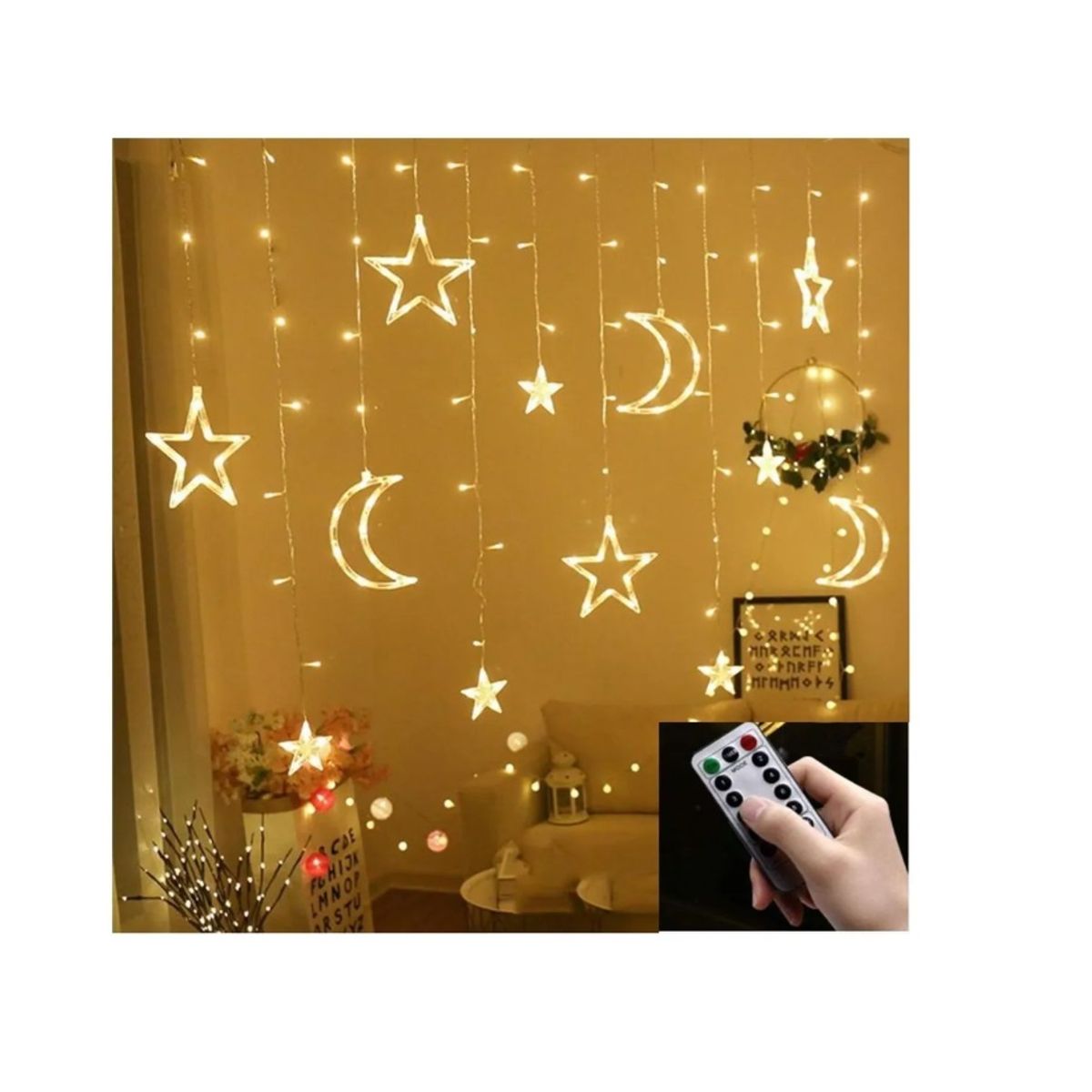 GENERICO - Guirnalda Navidad Usb Estrellas Lunas Cortina De Luces Led