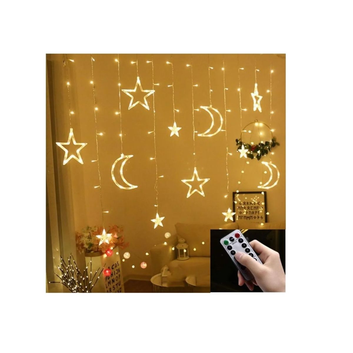 GENERICO - Guirnalda Navidad Usb Estrellas Lunas Cortina De Luces Led