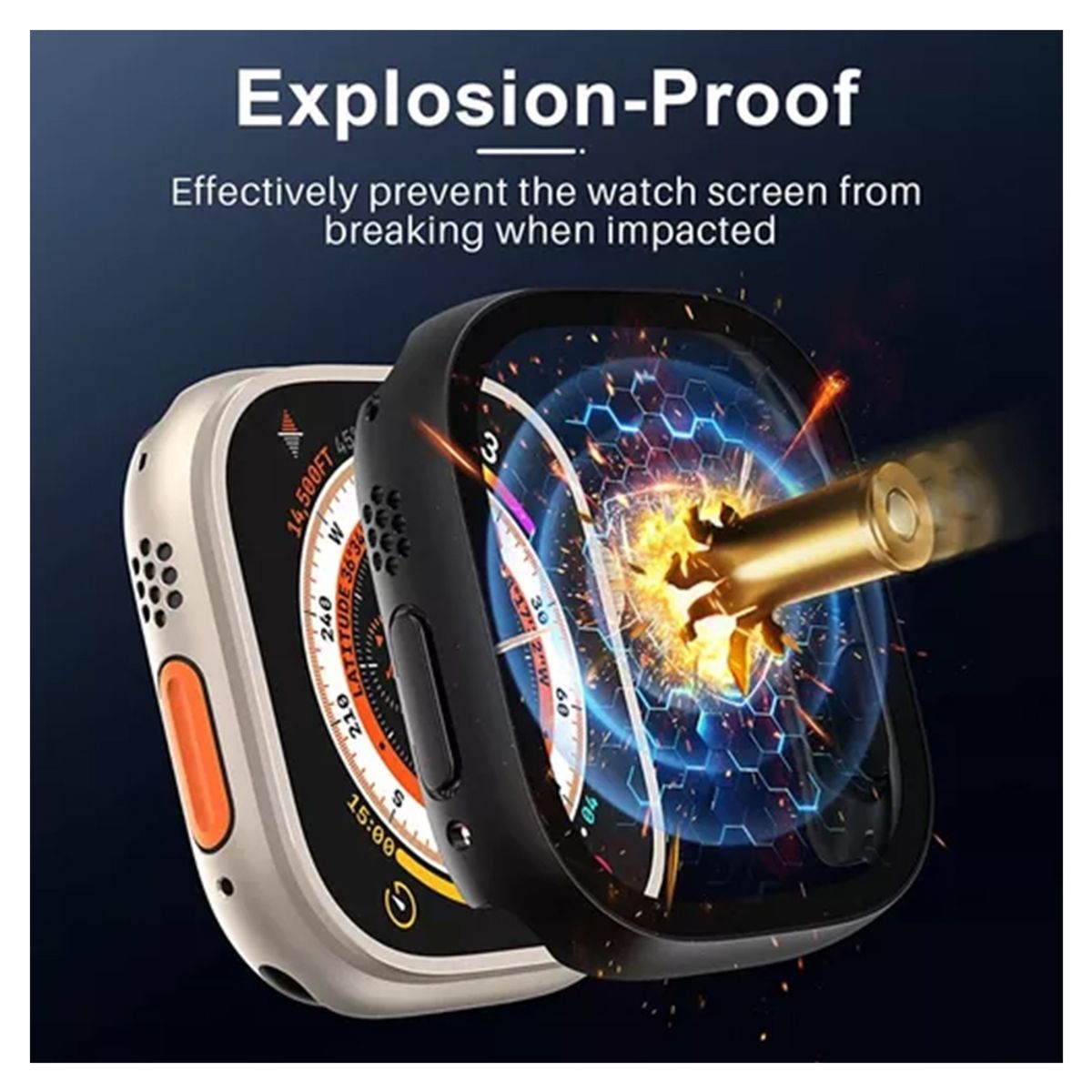 XUNDD - Carcasa para Apple Watch Ultra Con Vidrio Templado 9H