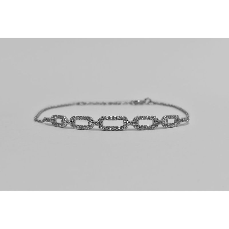 ROSETT - Pulsera con eslabones centrales en circones incoloros Plata ley 925