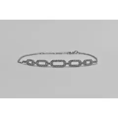 ROSETT - Pulsera con eslabones centrales en circones incoloros Plata ley 925