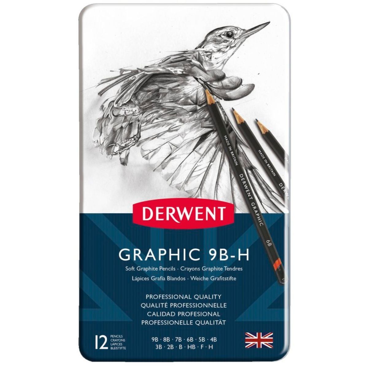 DERWENT - Lápices Grafito Derwent 12 Graduaciones Blandas
