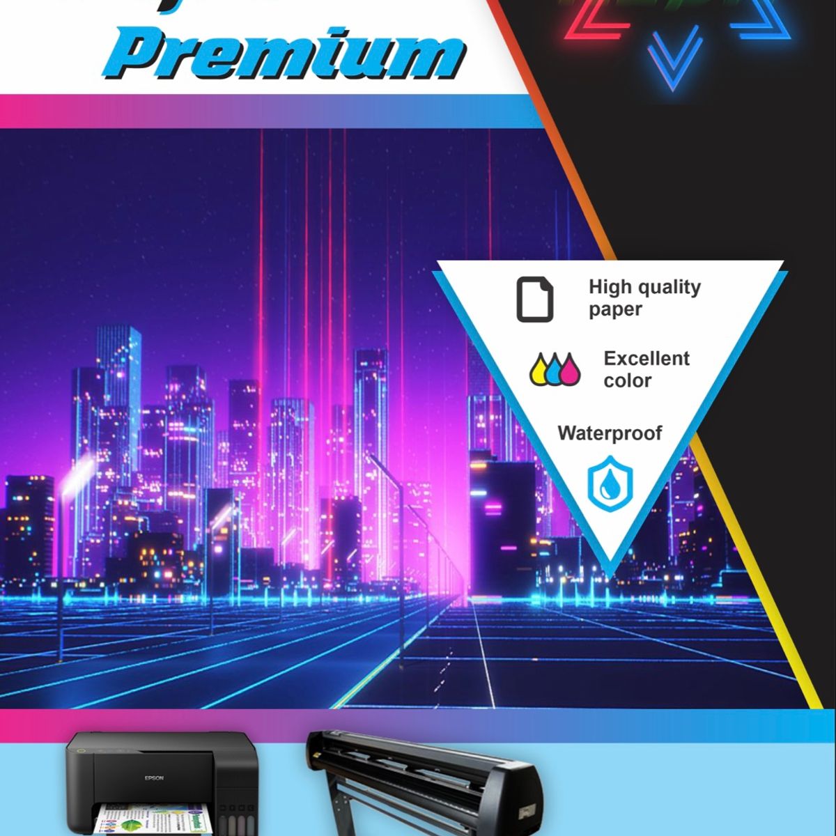 NEON - Papel Adhesivo Imprimible Transparente Impermeable A4 X 20 Hojas