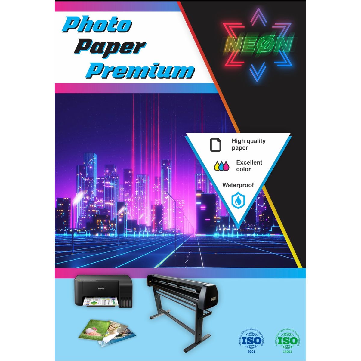 NEON - Papel Adhesivo Imprimible Transparente Impermeable A4 X 20 Hojas