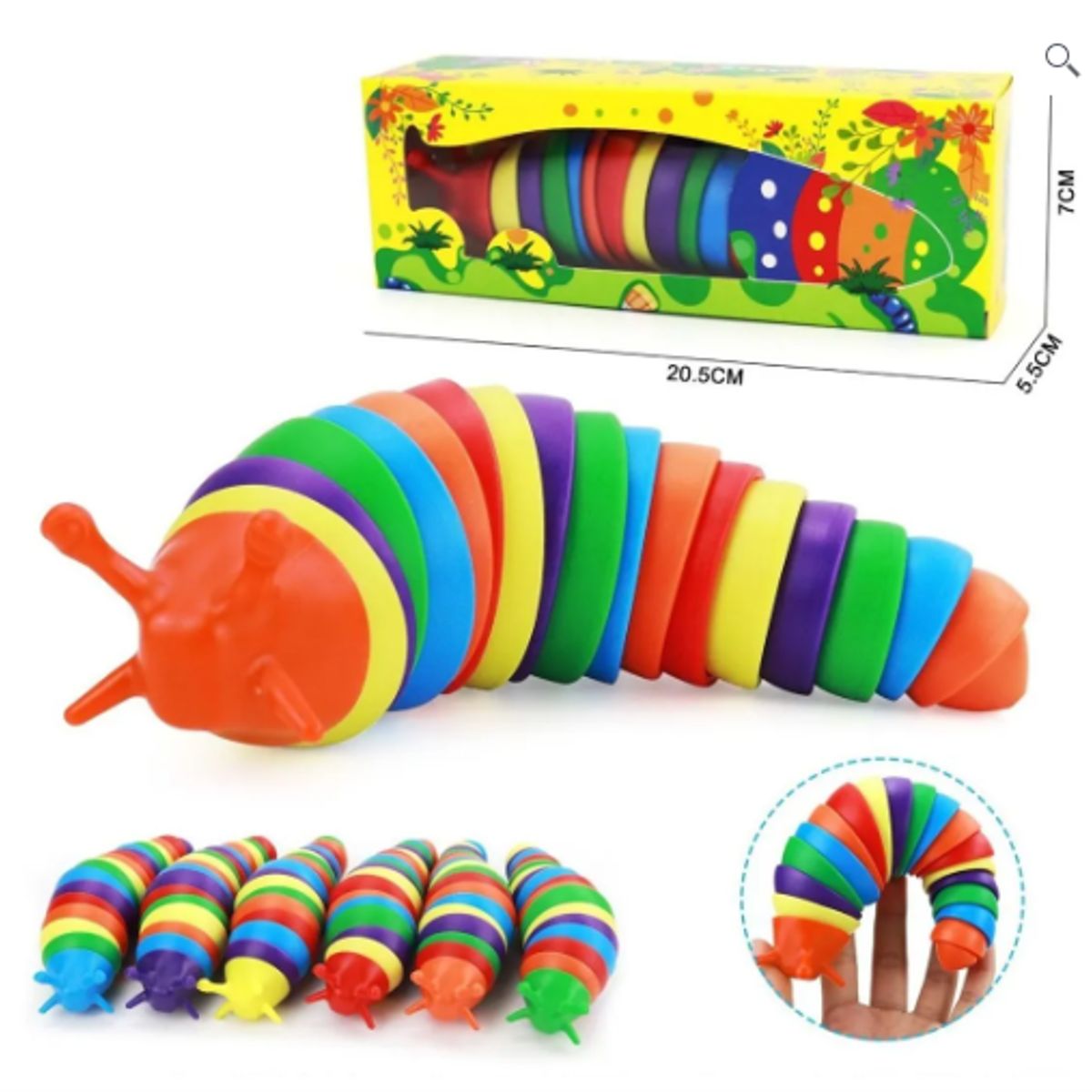 GENERICO - Juguete Antiestrés Sensorial Gusano Oruga Finger Slug