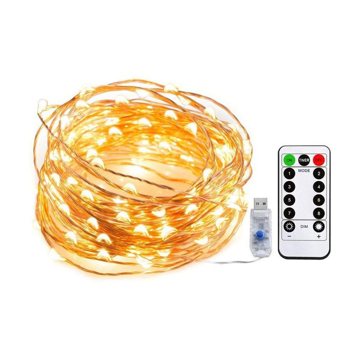 VATYERTY - Cadena de luces navideñas con cable de cobre con control remoto usb