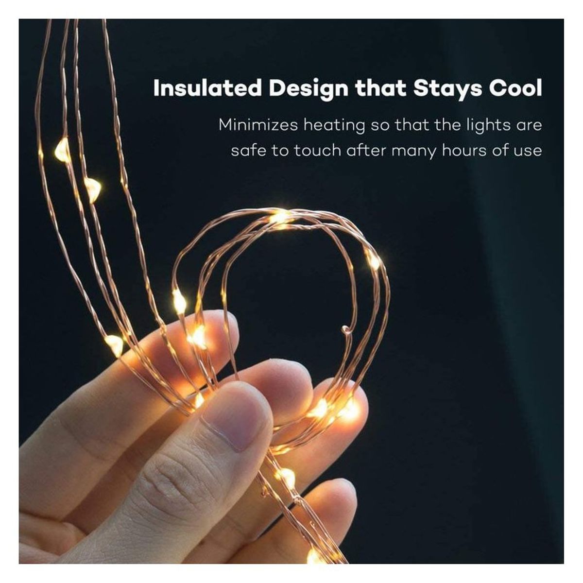 VATYERTY - Cadena de luces navideñas con cable de cobre con control remoto usb