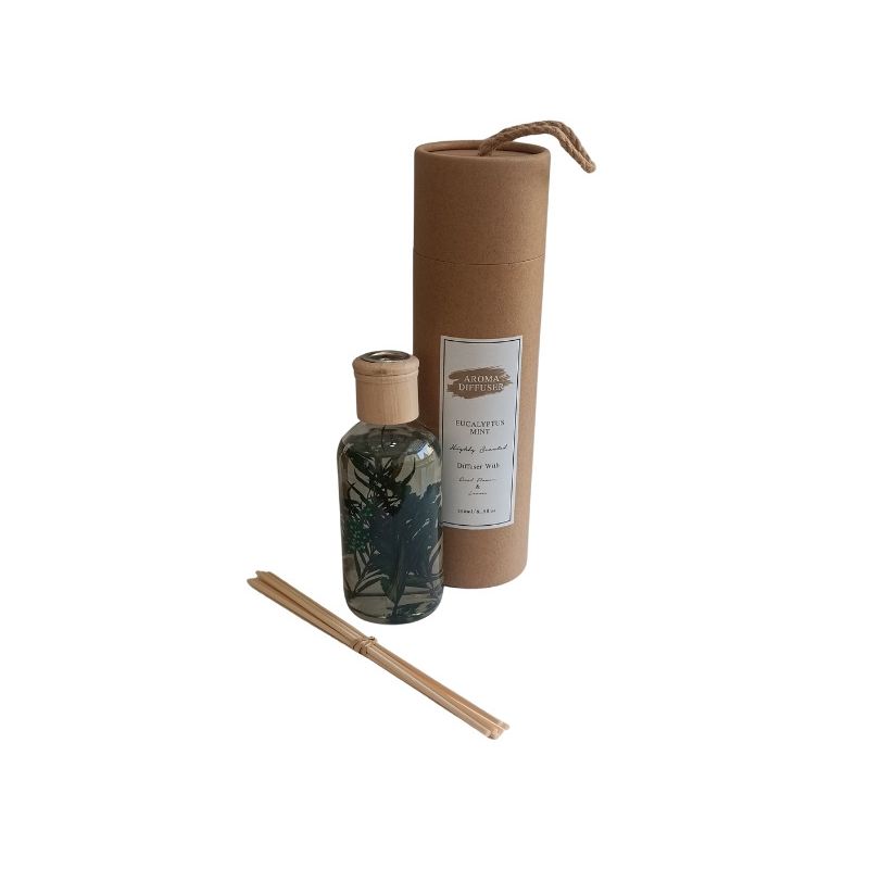 GENERICO - HermosoDifusor Aromático natural con flores secas 250ML Aroma Eucalyptus Mint