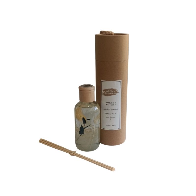 GENERICO - HermosoDifusor Aromático natural con flores secas 250ML Aroma Bamboo and White Tea