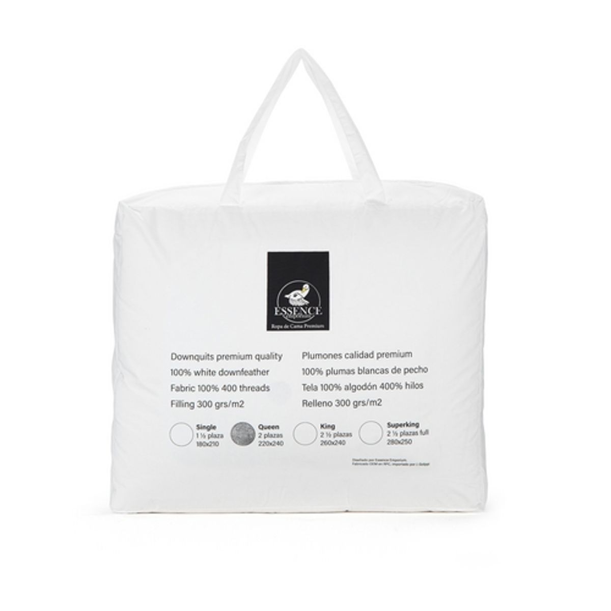 ESSENCE EMPORIUM - Plumón Queen 100% Plumas Pecho Blancas.