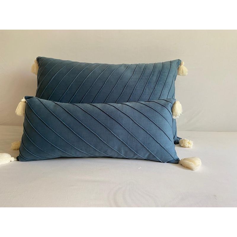 GIOS - Pack 2 Cojines Decorativos Azul Piedra Alforza