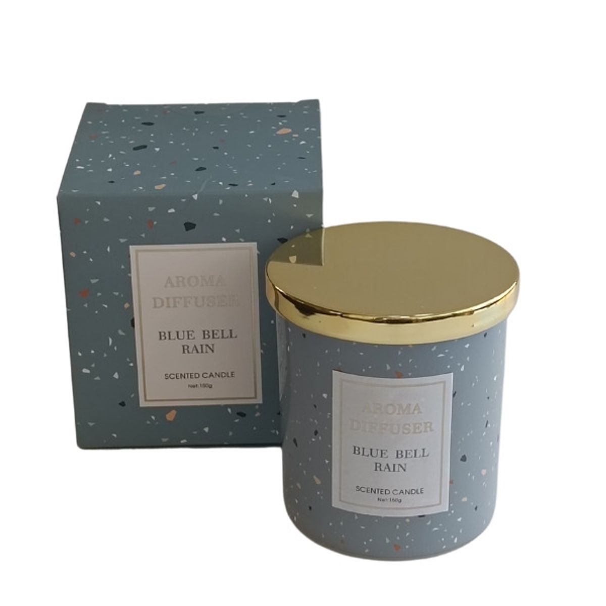 GENERICO - Vela de terrazo de 150g con tapa dorada Bluebell Rain