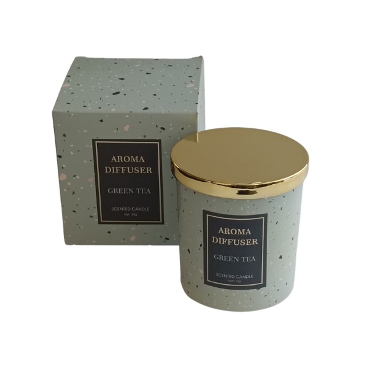 GENERICO - Vela de terrazo de 150g con tapa dorada Green Tea